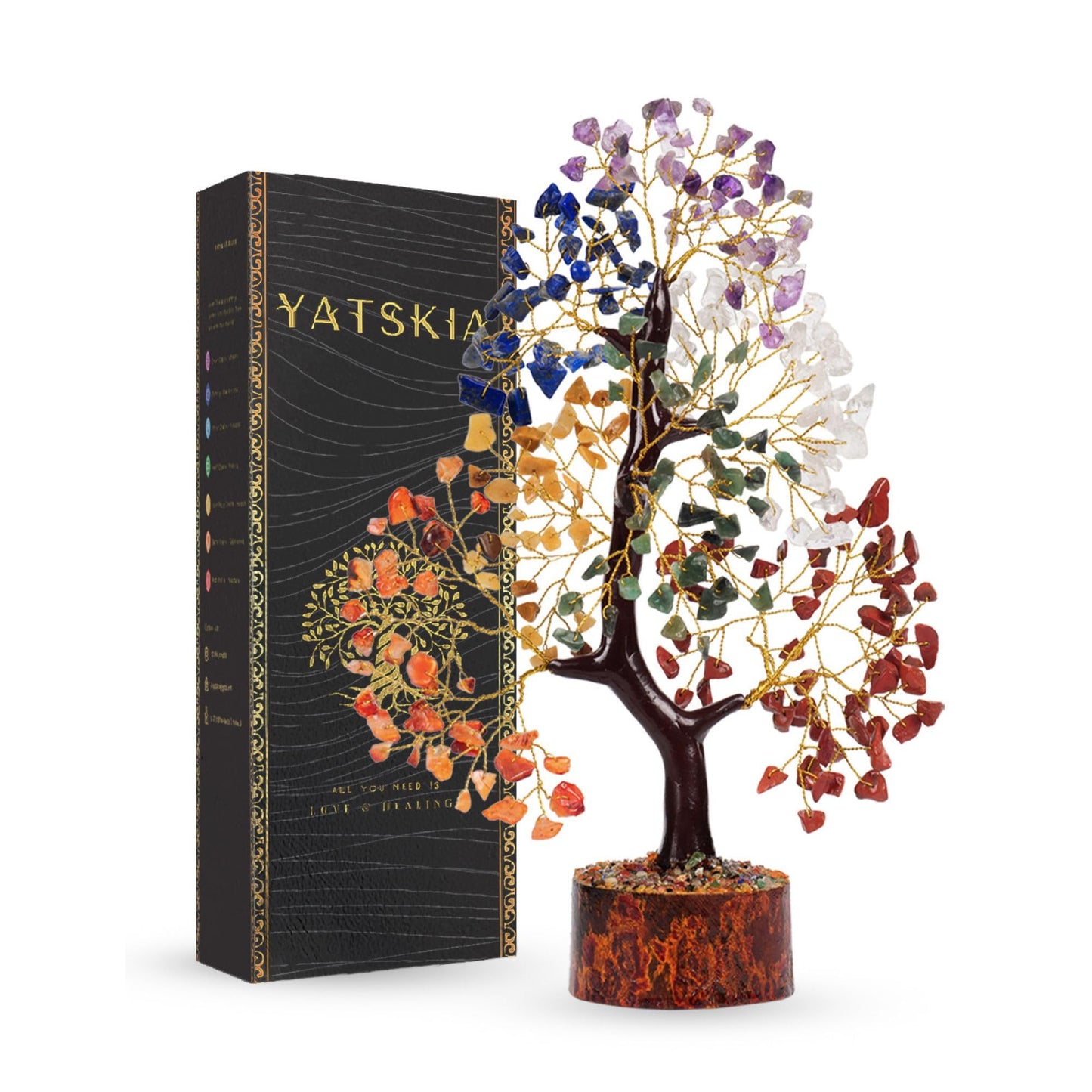 YATSKIA Chakra Crystal Tree - Handmade Healing Crystal Trees with 7 Chakra Stones - Decorative Tree of Life for Meditation, Feng Shui, and Home Decor - Unique Birthday Gifts for Women