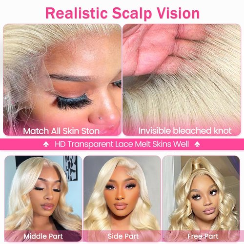 raztcrb 613 Lace Front Wig Human Hair 200 Density 13x6 Body Wave Blonde Wig Human Hair 613 HD Blonde Lace Front Wigs 613 Lace Frontal Wigs Pre Plucked for Women (20 Inch)