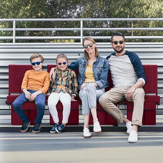 Aliphon Stadium Seat for Bleachers with Back Support and Cushion, Bleacher Seats with Shoulder Strap and Cup Holder, Padded Portable Folding Comfort Stadium Chair, for Sports Events,Wine Red(1pcs)