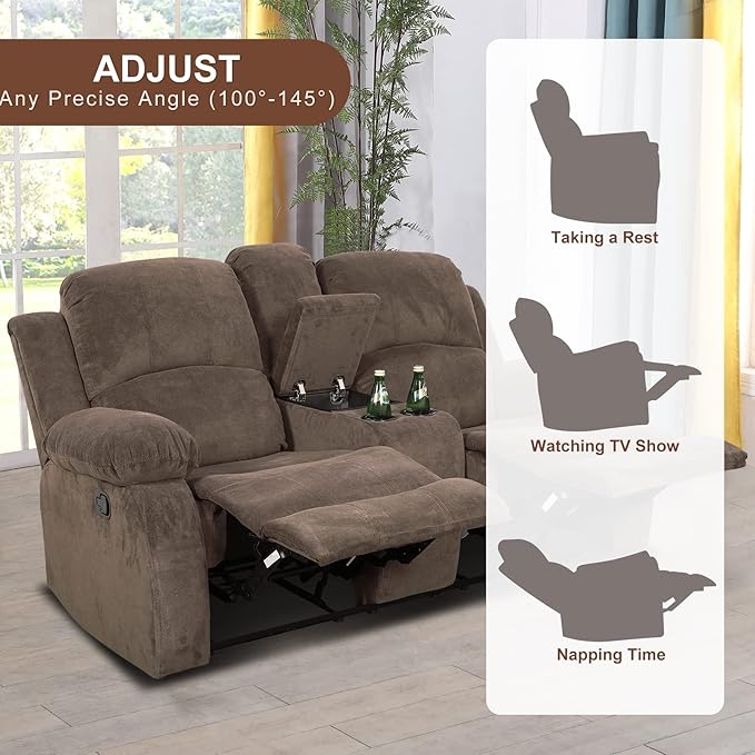 A Ainehome Living Room Furniture Set Leather Recliner Sofa Set Loveseat Chair Furniture Sofa Set for Living Room/Small Space/Rv/House/Office/Theater Seating (A-Taupe Brown Corduroy,Loveseat)