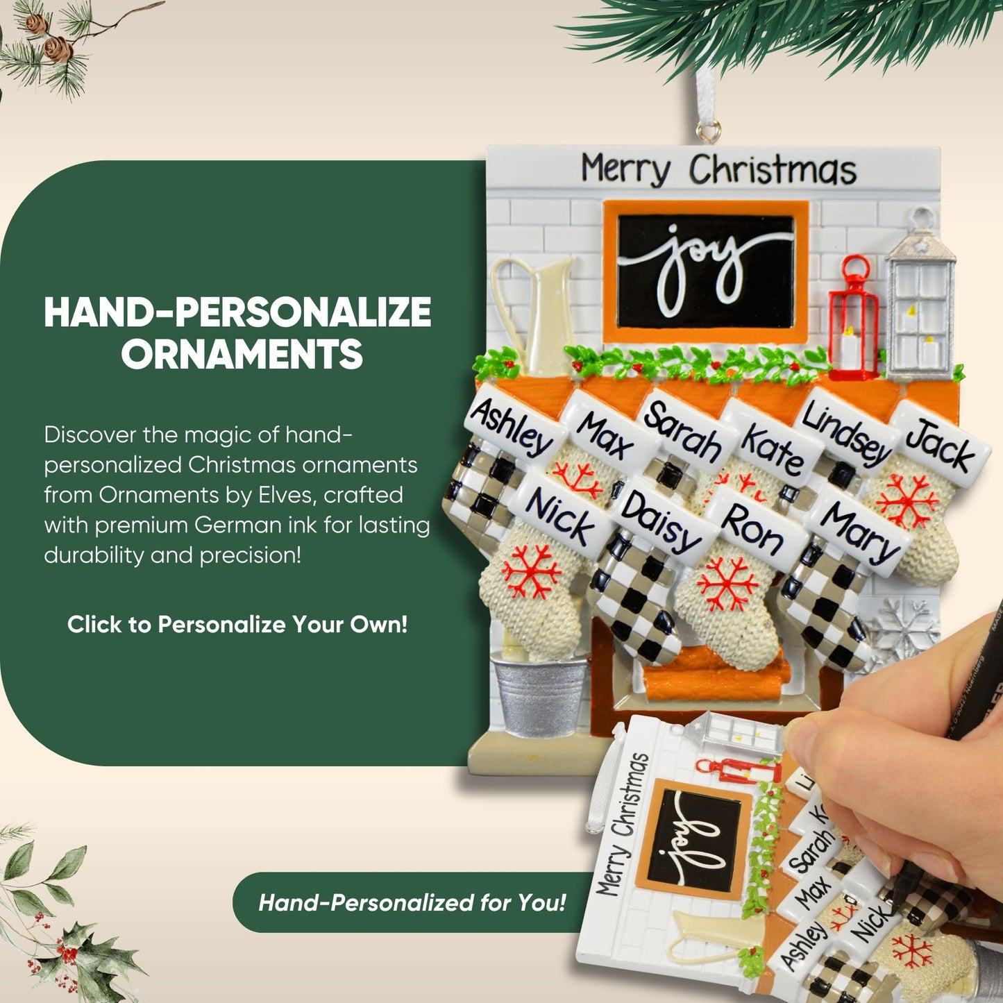 Brunette Personalized Art Ornaments - 2024 Custom Christmas Art Teacher & Girls Ornaments for Tree