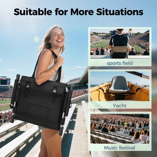 GREEN PARTY Stadium Seats for Bleachers 2 Pack Portable Outdoor Floor Folding Stadium Chair with Armrest, Back Support, Cup Holder, Mesh Bag and Hide Hooks