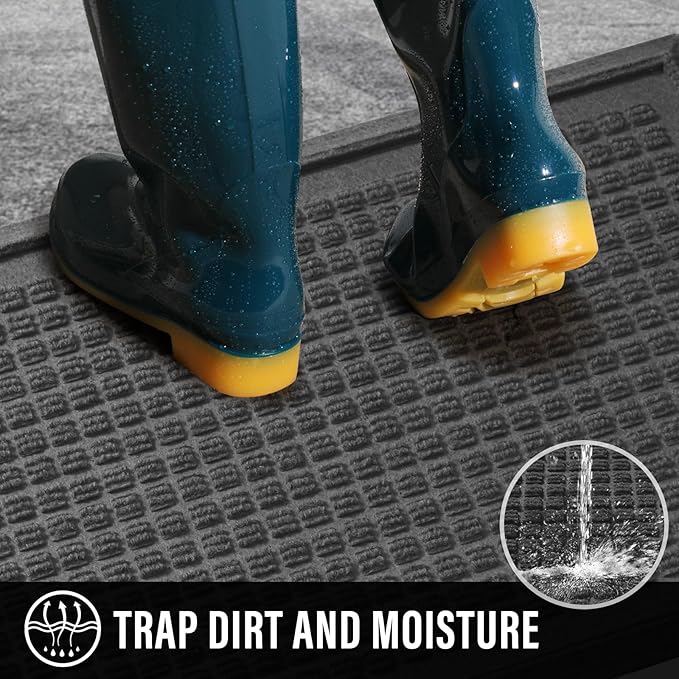 Boot Tray, Heavy Duty Waterproof Shoe Drying Mat, Non-Slip Entryway Tray for Muddy Boots, Indoor Outdoor Use, 15x30 inches, Grey