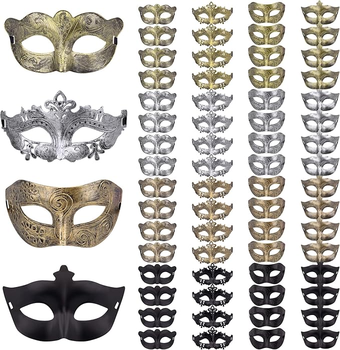 FEQO 64 Pieces Masquerade Masks Vintage Antique Mask Venetian Mask for Women Men