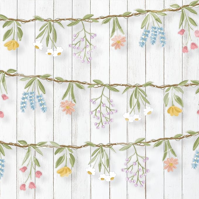 Cheerland Flower Banner Wildflower Garland Floral for Enchanted Garden Theme Picnic Wedding Wild One Bloom Baby Shower Bir...