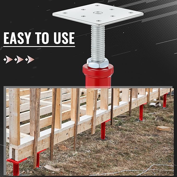 Yaocom 4 Pcs Adjustable Jack Post, 4.3-7 Height Range, Basement Floor House Screw Jacks for Lifting Joist Beam Brace for Cellar Ceiling, Center Point Load Capacity 11023 Lbs, Red