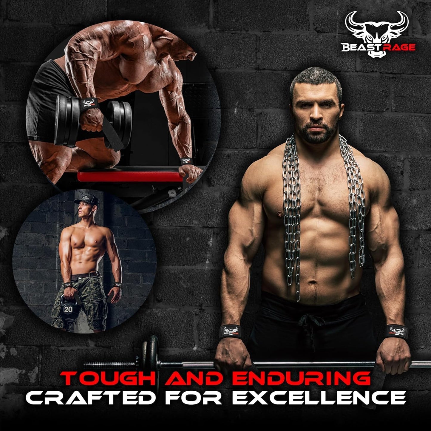 BEAST RAGE Lifting Wrist Straps for Weightlifting, Straps Gym Grip Power Workouts Lifting Straps Padded Cotton Men Women Wrap Lift, Deadlift Bodybuilding Weight Lifting Exercise Straps (Original)