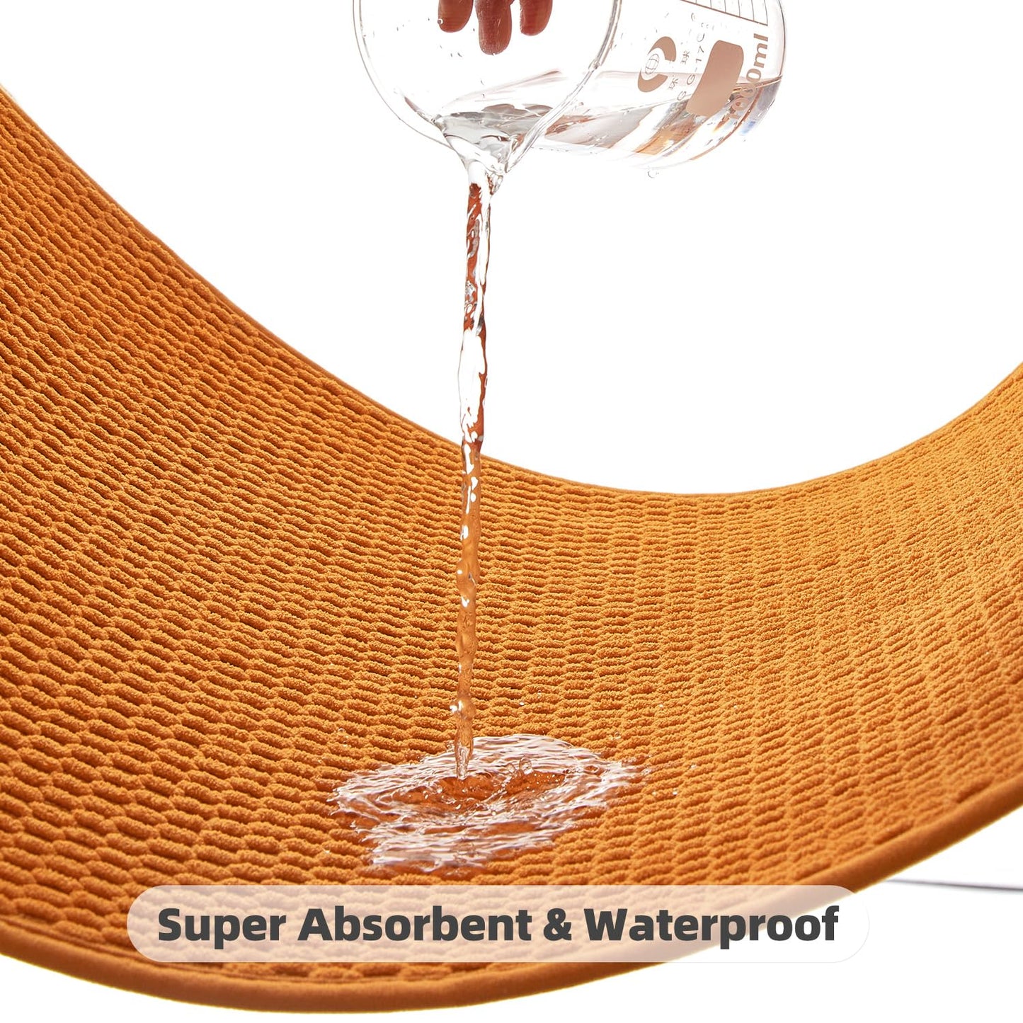 Bathroom Rugs Non Slip Washable, Super Absorbent Thin Bath Mat Small Quick Dry Low Pile Bathroom Rug, Orange 16"x24"