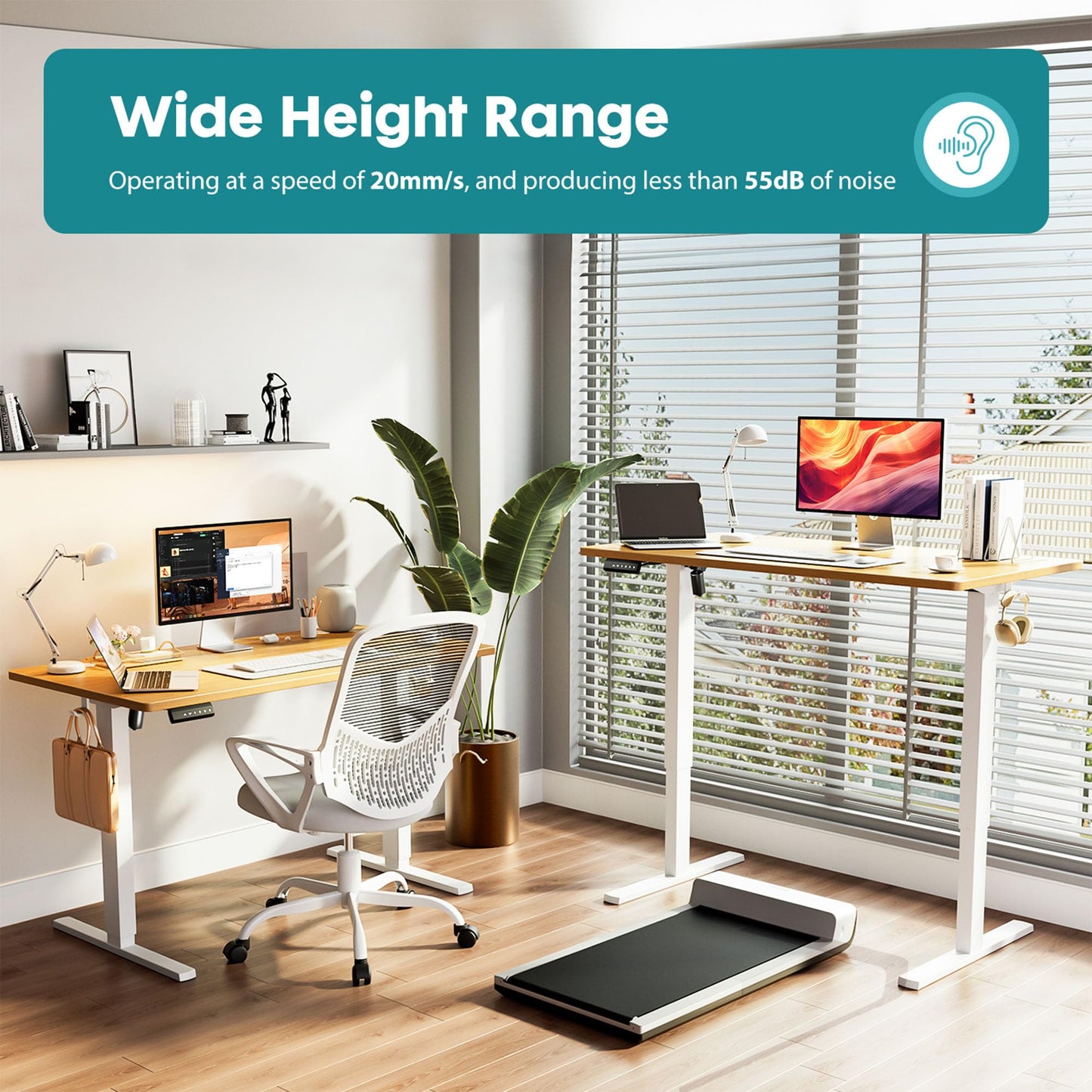HAPPYMONT 40 Inch Electric Standing Desk, Height Adjustable Sit Stand Up Desk, Computer Workstation Home Office Gaming Rising Table with Memory Preset Splice Board, Natural