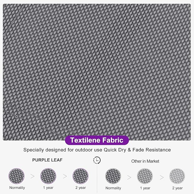 PURPLE LEAF Patio Chaise Lounge Set for 2 Outdoor Chaise Lounge Chair with Aluminum Frame and Easy-to-Move Wheels Pool Lounge Chairs for Deck Yard Poolside Table Included, Charcoal Grey
