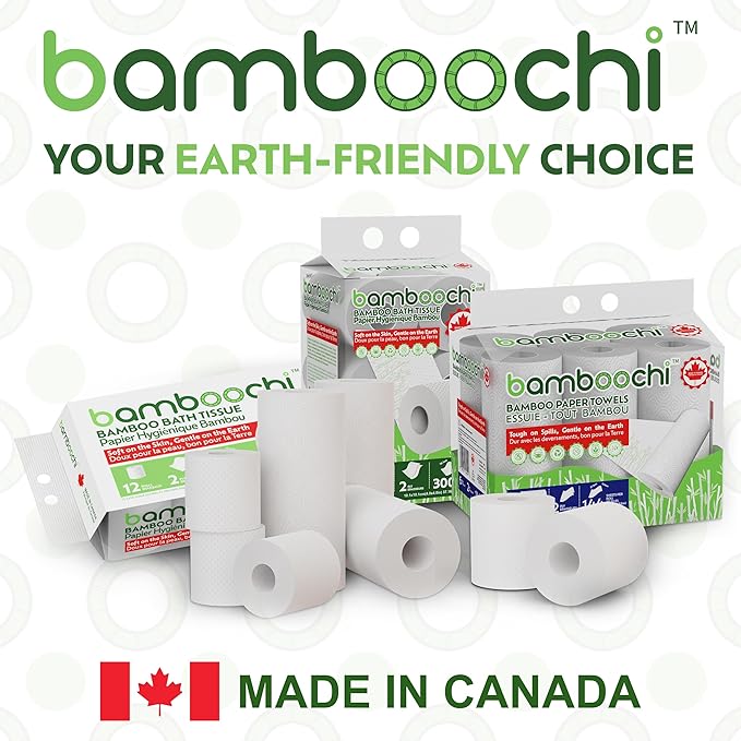 Bamboo Toilet Paper, Septic Safe Toilet Paper 2 Ply 96 Rolls 300 Sheets Per Roll, Soft Unscented Bath Tissue, RV Safe, Eco-Friendly, Non Chlorine, PFAS Free, Made in Canada