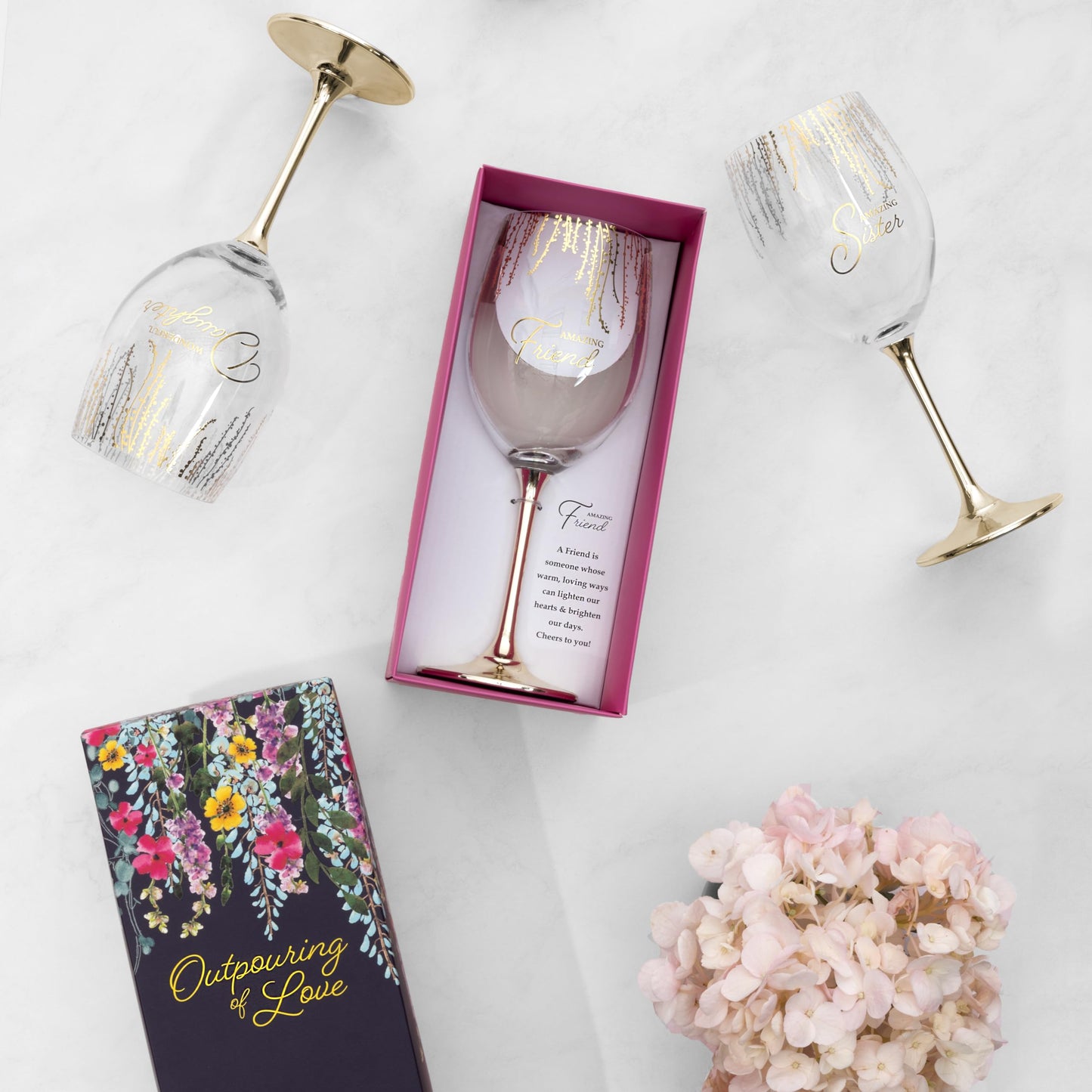 Pavilion Gift Company - Amazing Sister - 19 oz Stemmed Wine Glass Stepsister Sister-In-Law Present From Sibling Brother