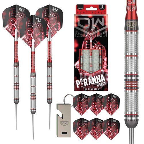 DW Piranha Razor 90% Tungsten Steel Tip Darts 22G, Precision Balanced, Accurate and Durable - Perfect for Professional and Recreational Players