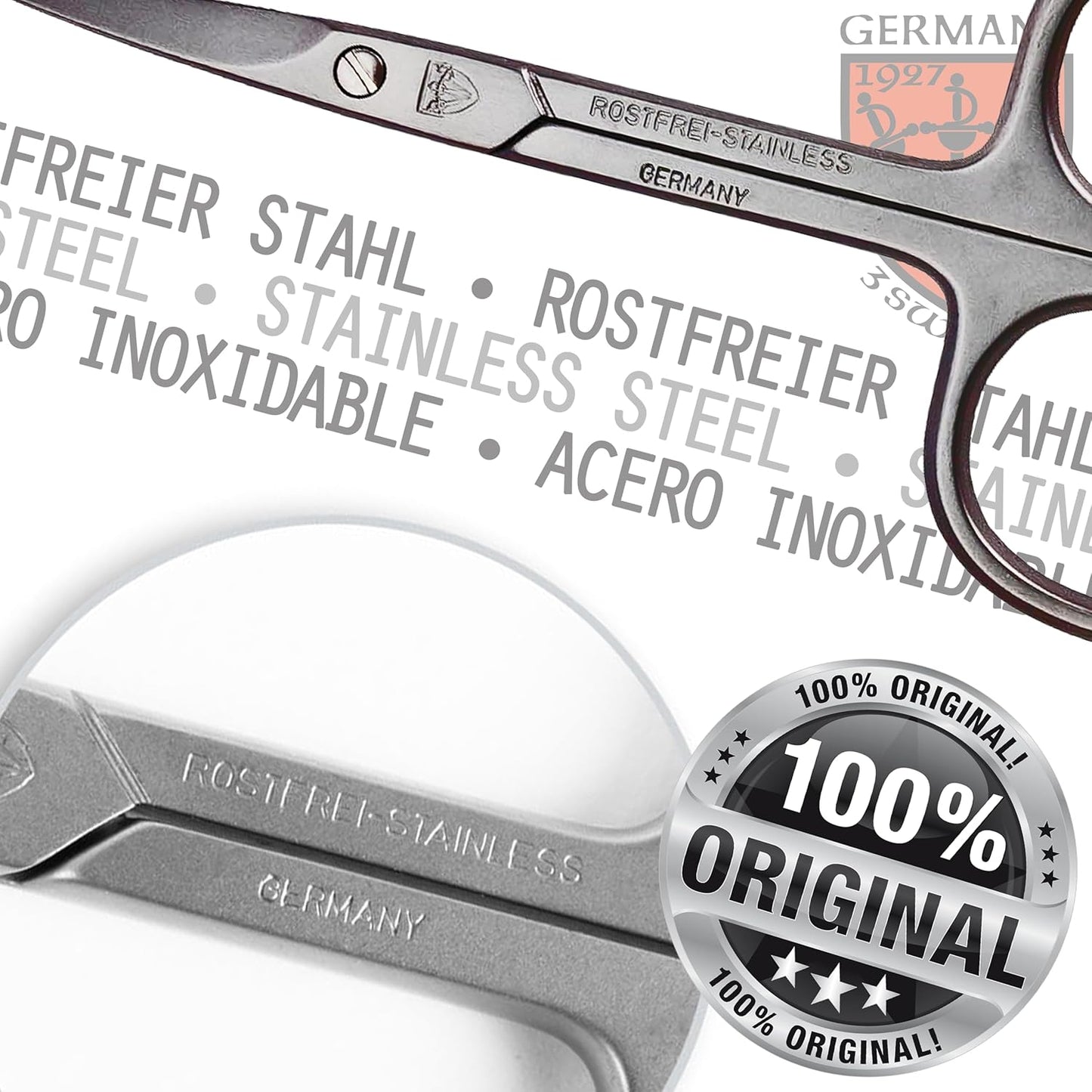 3 Swords Germany - brand quality STAINLESS STEEL INOX STRAIGHT CUTICLE SCISSORS (1 PIECE) with case for manicure pedicure - nail care by 3 Swords - Made in Germany