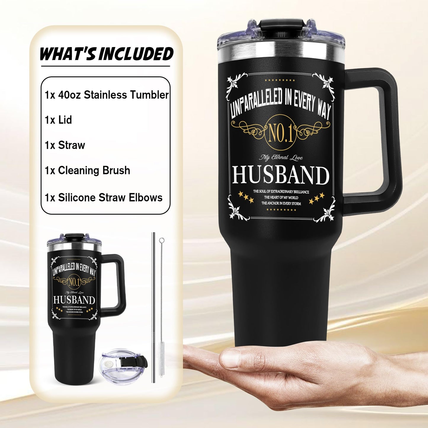 Gifts for Husband from Wife - Birthday Gifts for Husband - Anniversary Wedding Gift for Men - Christmas Valentines Day Gift for Him - Best Husband Ever Gifts - To My Man 40 Oz Tumbler