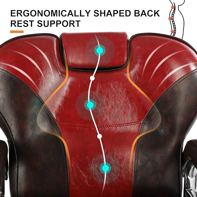 Artist hand Barber Chairs for Barbershop Heavy Duty Barber Chair Reclining with Headrest, 360 Degree Swivel Salon Chair for Hair Stylists, Tattoo Artists, Cosmetologists, Red and Brown