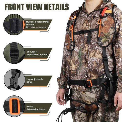 Kalkal Tree Stand Harness, Hunter Safety System Harness for Tree Stand, Lightweight Padded Hunting Safety Harness for Men