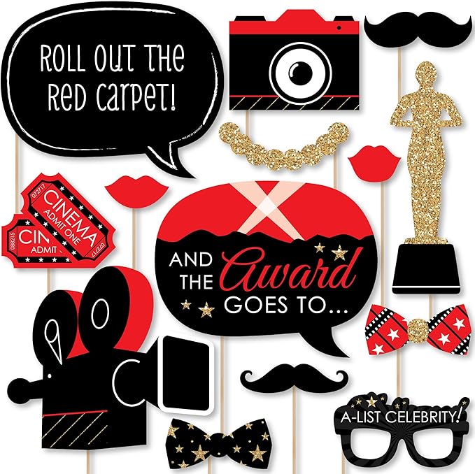 Big Dot of Happiness Red Carpet - Movie Night Essentials, Photo Booth Props, Film-Themed Decorations & Accessories, Awards...