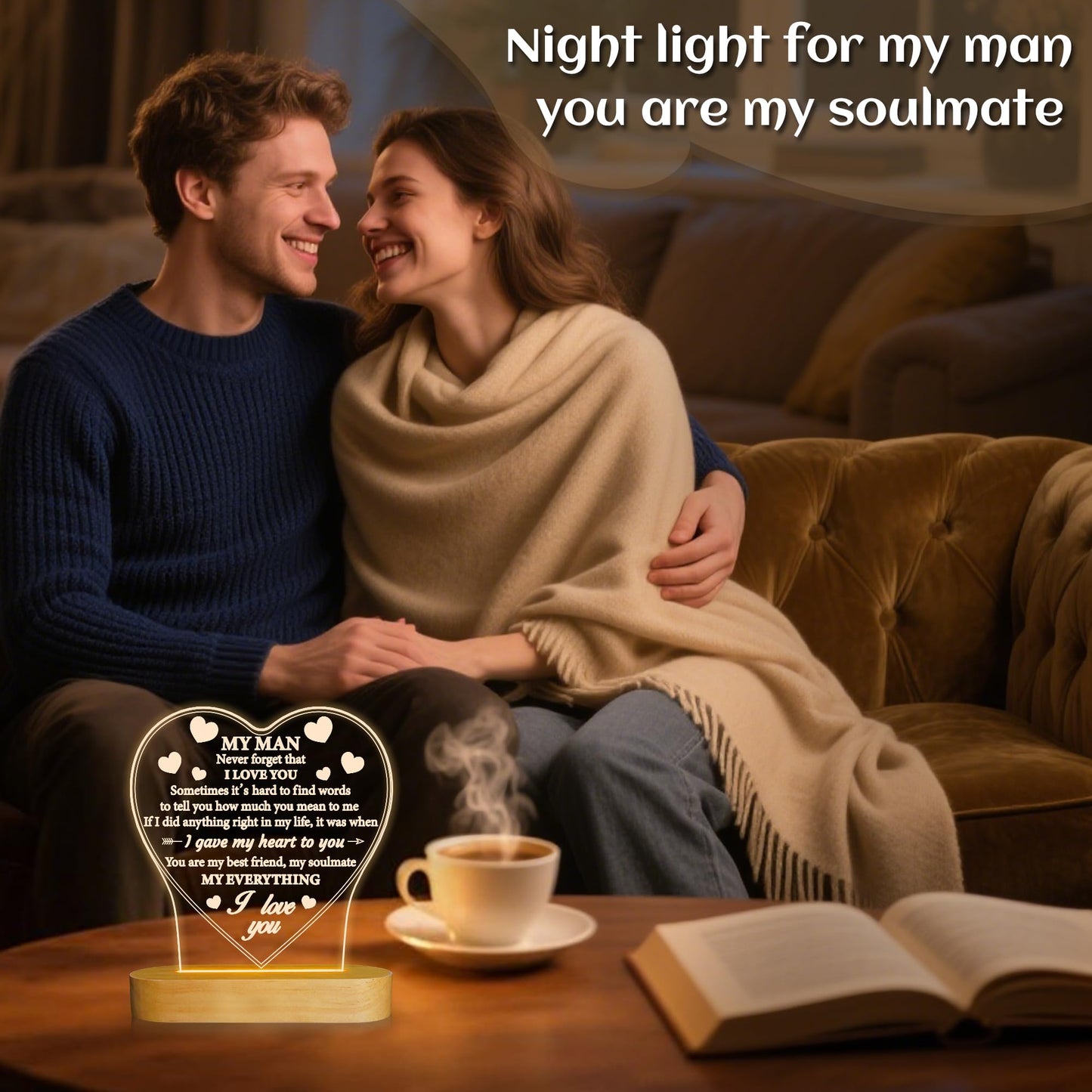 Anywin Gifts for Him, I Love U to My Husband's Gifts with Warm Light for Home Decor, Gifts for Birthday, Xmas,Holidays, A Thankyou Gifts for Him Husband Boyfriend My Man
