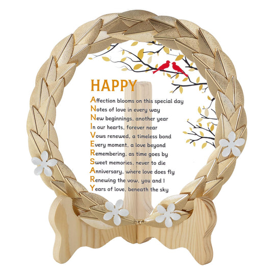 Anniversary Wedding Gifts Crystal Plate for Him Her Wife Husband Men Women with Wreath - Wedding bridal shower Gifts for Parents Couple - Wedding Anniversary Unique Gift Ideas - Happy Anniversary verse