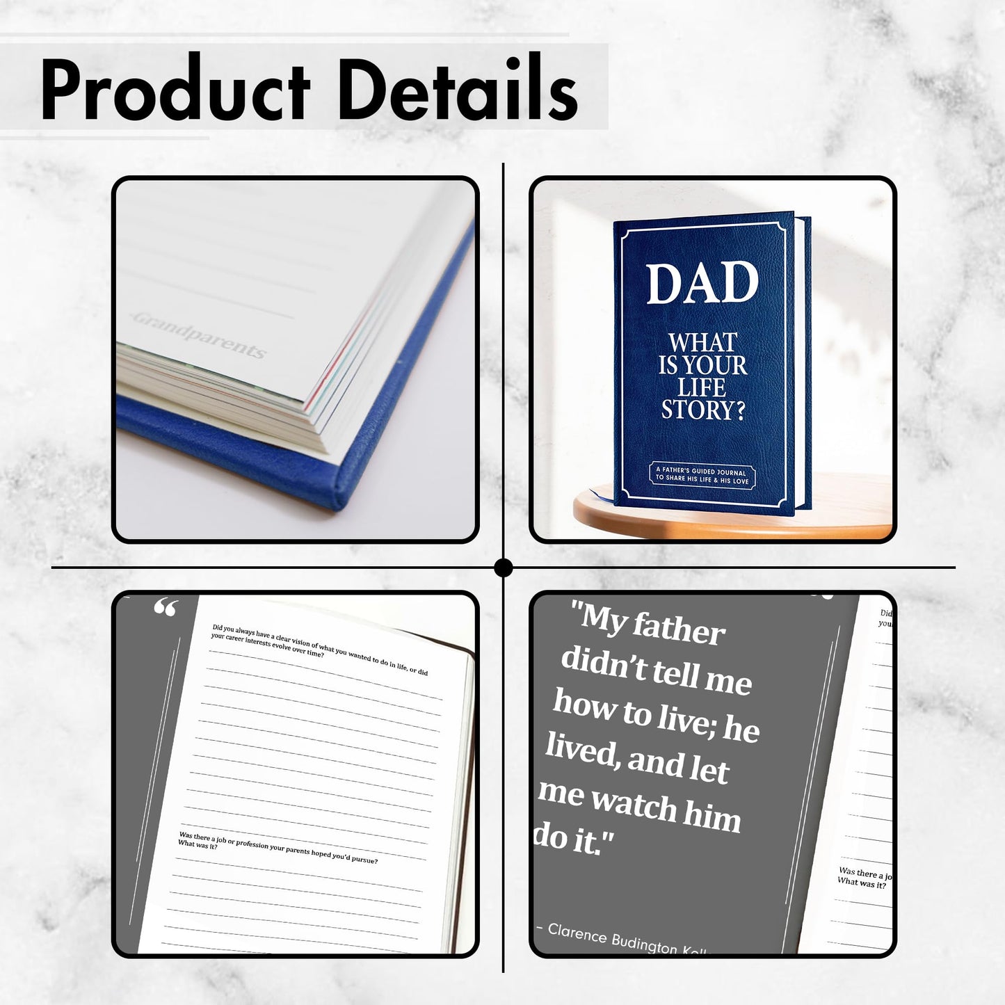 BRAVEBUG Gifts for Dad from Daughter, Son - Personalized Father's Day Gifts for dad, Husband, Men - Dads Birthday Gift Ideas, Dad Story Book to Fill Out, Birthday gifts for dads - Dad Guided Journal