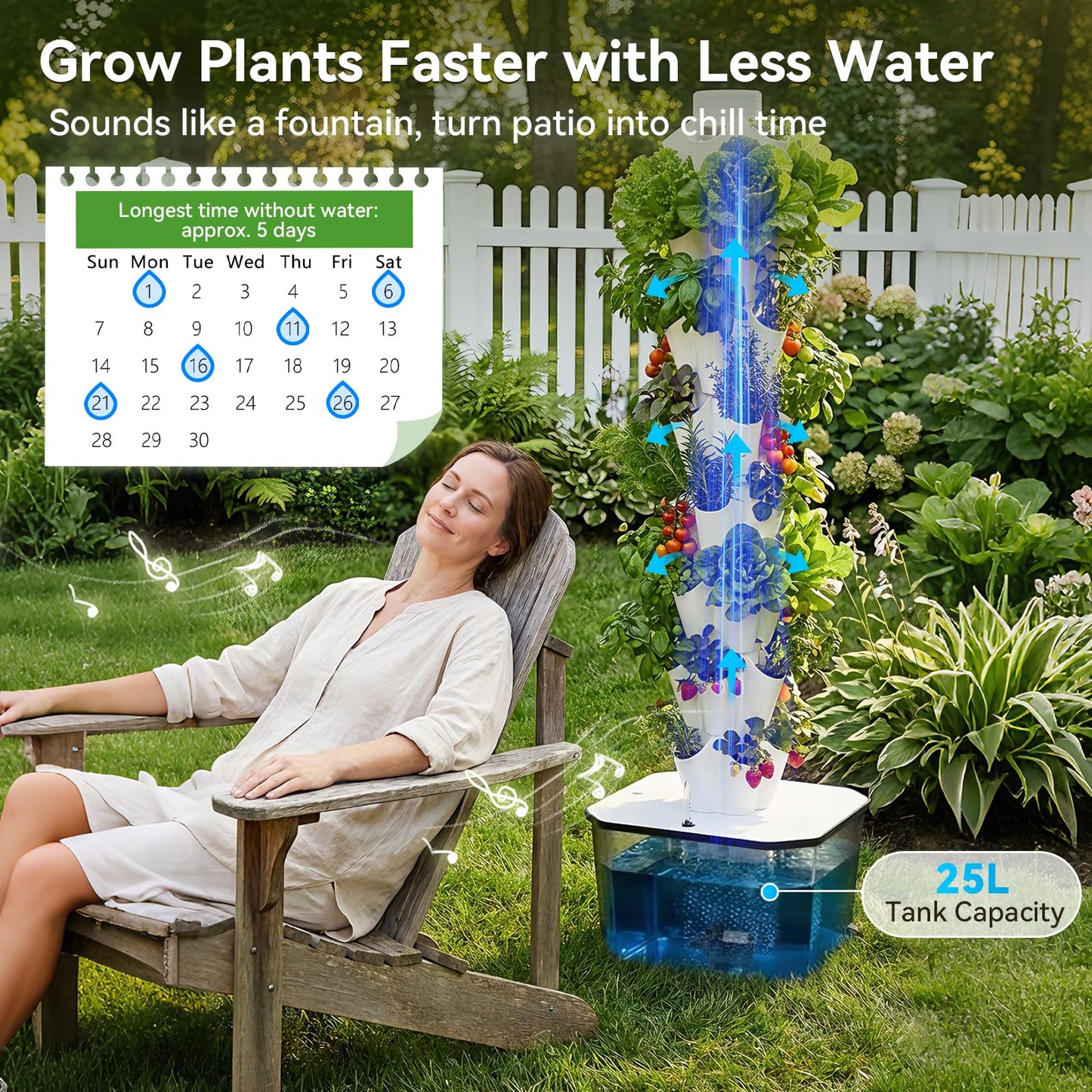 BAOSHISHAN Hydroponics Tower, 40 Pods 8 Tiers Vertical Hydroponic Growing Tower with Automatic Water Circulation for Leafy Greens and Herbs