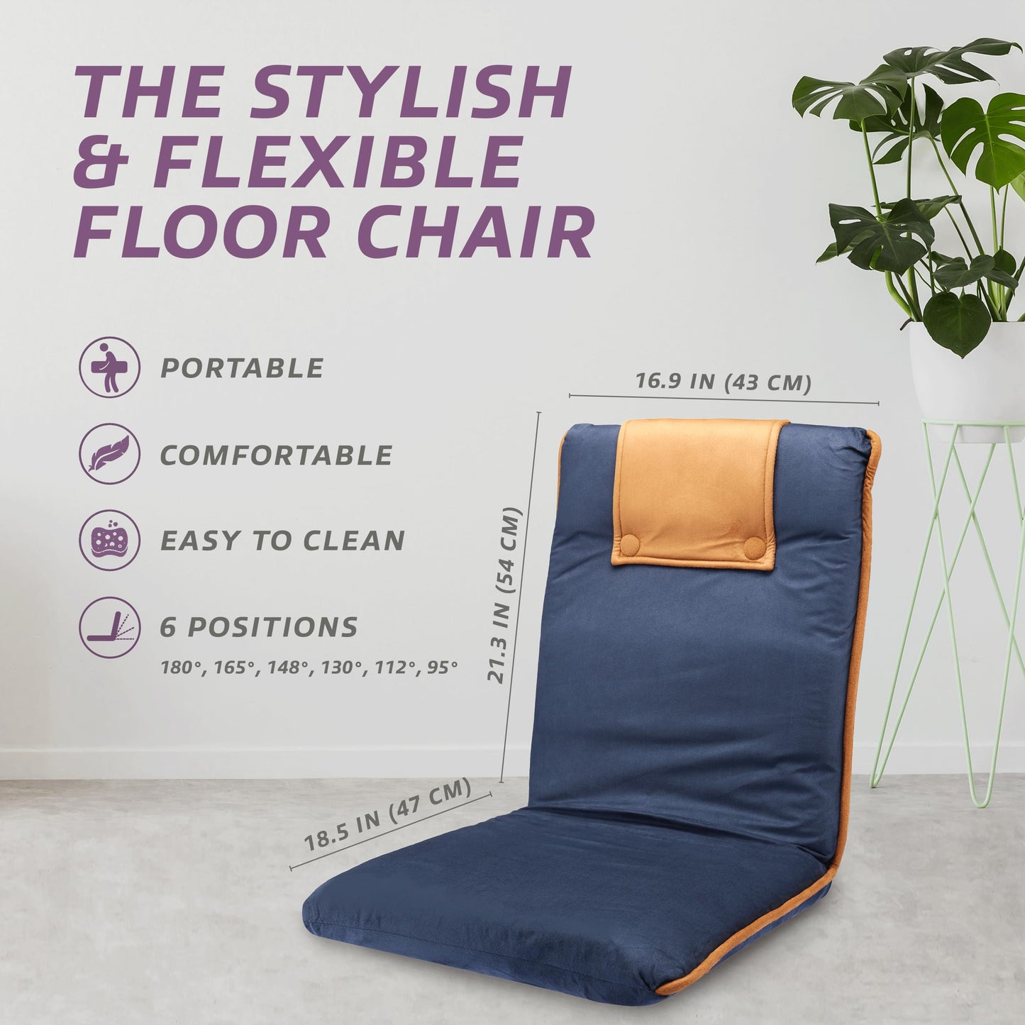 bonVIVO II Floor Chair with Back Support - Adjustable Gaming & Meditation Chair, Portable Folding Sofa Sleeper, Folds Flat - Beige