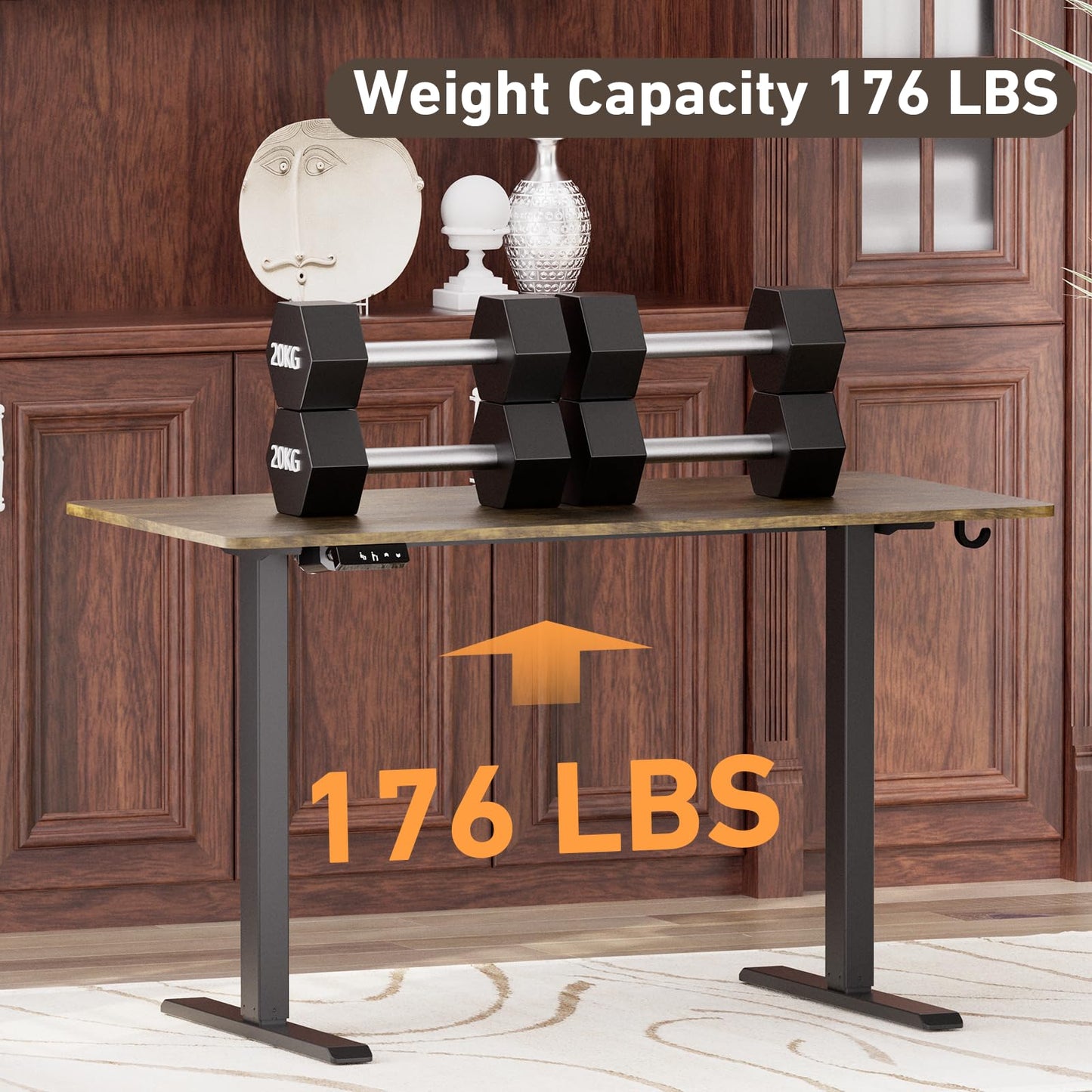Ywin Electric Height Adjustable Standing Desk with Wheels, 63 x 24 inches Ergonomic Stand Up Desk for Home Office