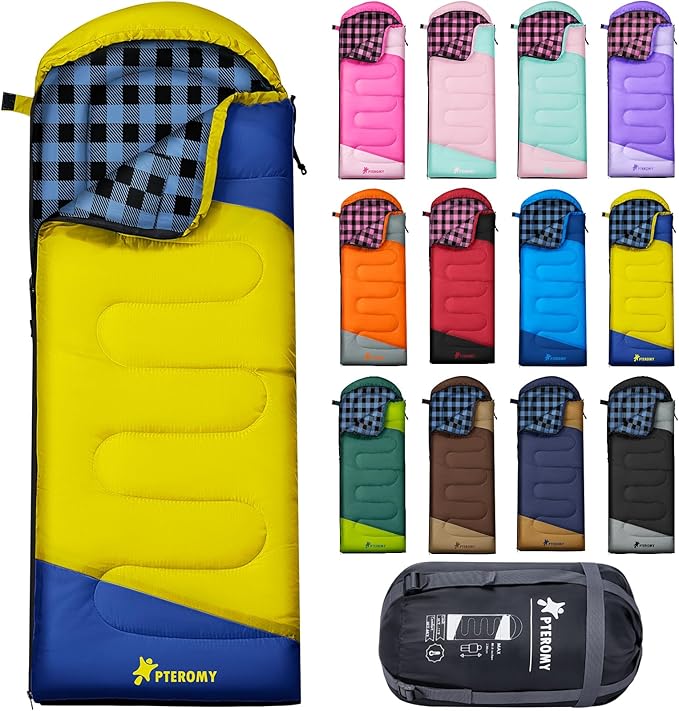 PTEROMY Sleeping Bags for Adults, Lightweight and Machine Washable, Water Resistant Backpacking Camping Sleeping Bag for Warm Cold Weather, Camping Essentials for Hiking Travel