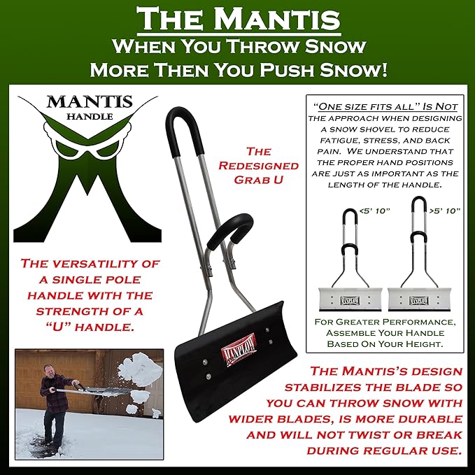 MANPLOW RevolutionX Snow Pushers and Shovels (Mantis Handle, 40")