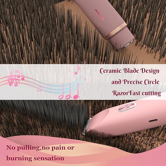 Bikini Trimmer for Women,2 in 1 Womens Electric Razors for Shaving with Dual Ceramic Blades,Painless Personal Trimmer for Body,Face&Intimate Part Hair,Waterproof Groomer for Travel