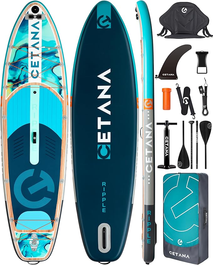 CETANA 11'6×35" Extra Wide Stand Up Paddle Board for Adults & Youth, 400lb Capacity Inflatable Paddle Board, Sup for 2+1 P...