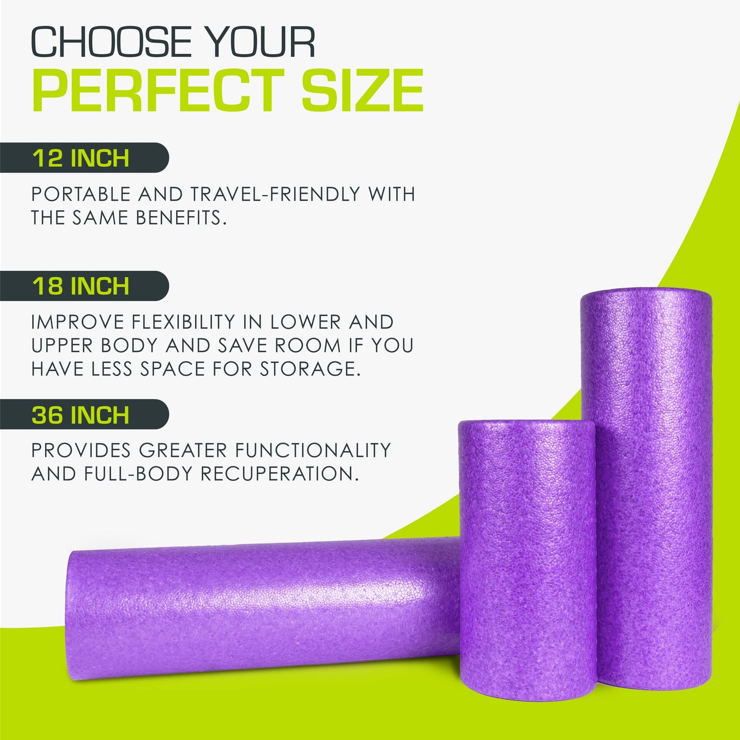 ProsourceFit High Density Foam Rollers long, Firm Full Body Athletic Massage Tool for Back Stretching, Yoga, Pilates, Post Workout Muscle Recuperation