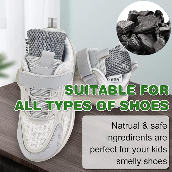 12 Pack Charcoal Shoe Deodorizer Bags inserts, Shoe Odor Eliminator,Drawer Deodorizers, Activated Charcoal Odor Absorber for Gym Bag, Car, Pet, Closet