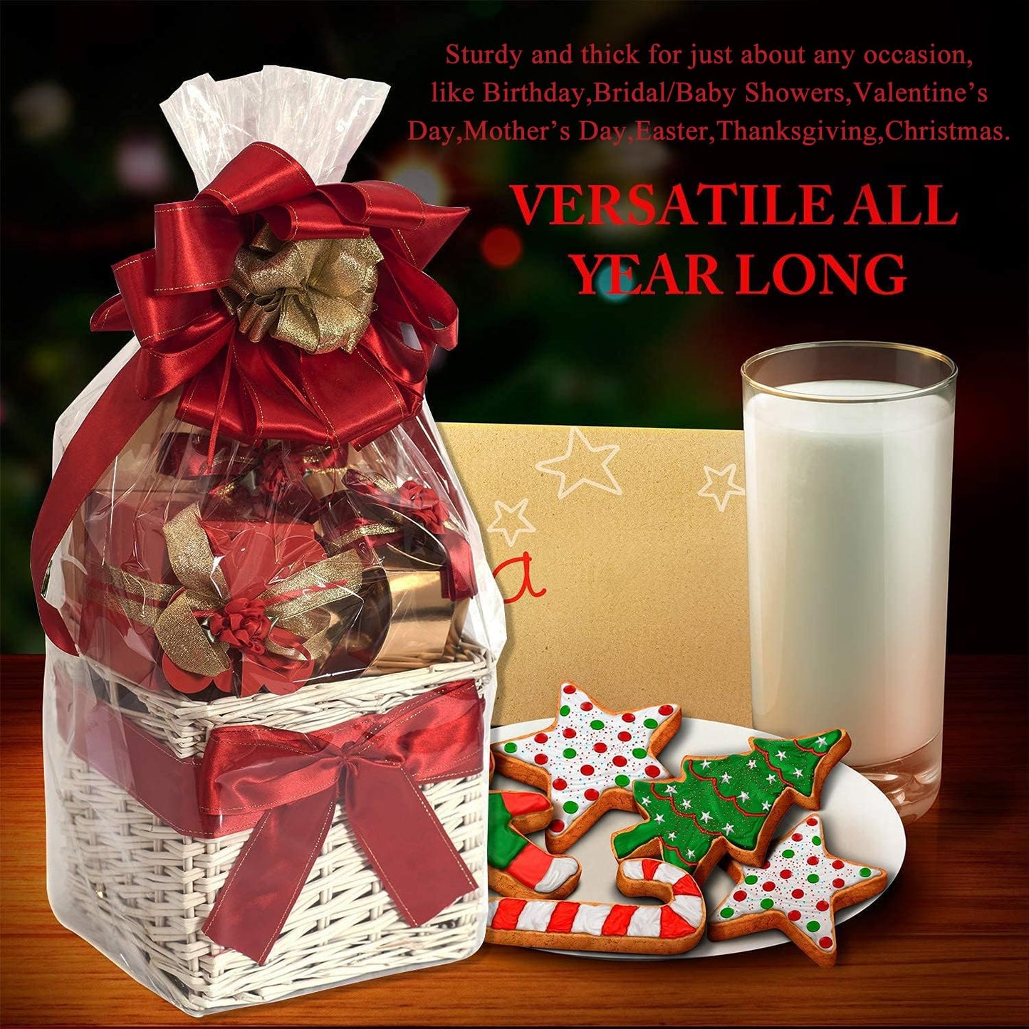 Shrink Wrap Bags,100 Pcs 13x19 Inches Clear PVC Heat Shrink Wrap for Gift Baskets
