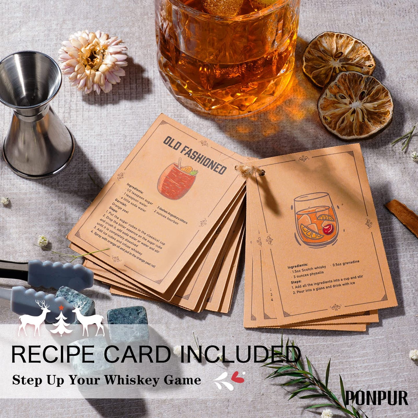 PONPUR Gifts for Brother, Whiskey Decanter Set with 2 Whisky Glasses, Unique Cool Stocking Stuffers Birthday Gift for Brothers from Sister, Best Christmas Presents for Men