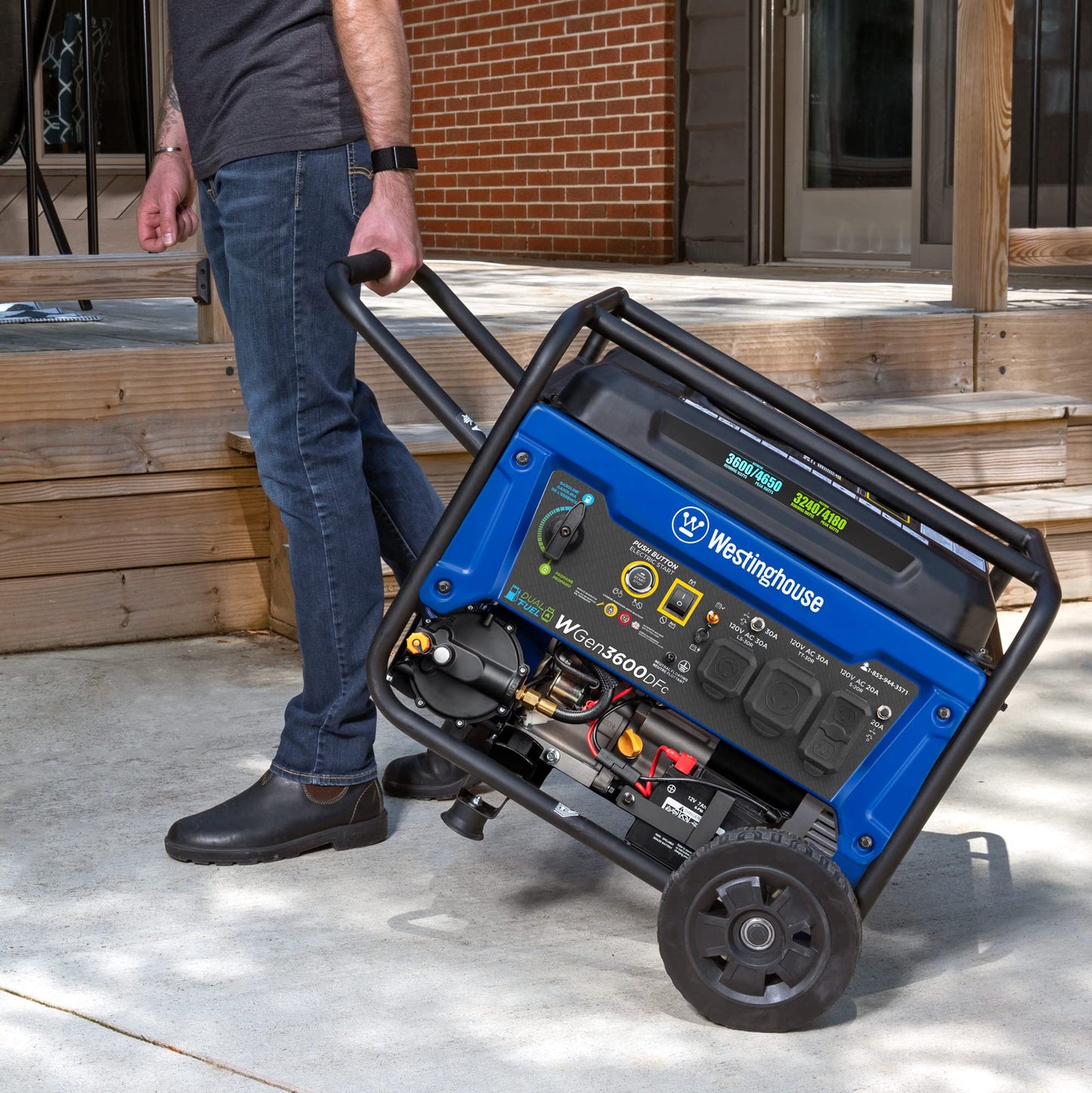 Westinghouse 4650W Dual Fuel Generator with Remote Start and Weather Tent Cover for Open Frame Portable Generators