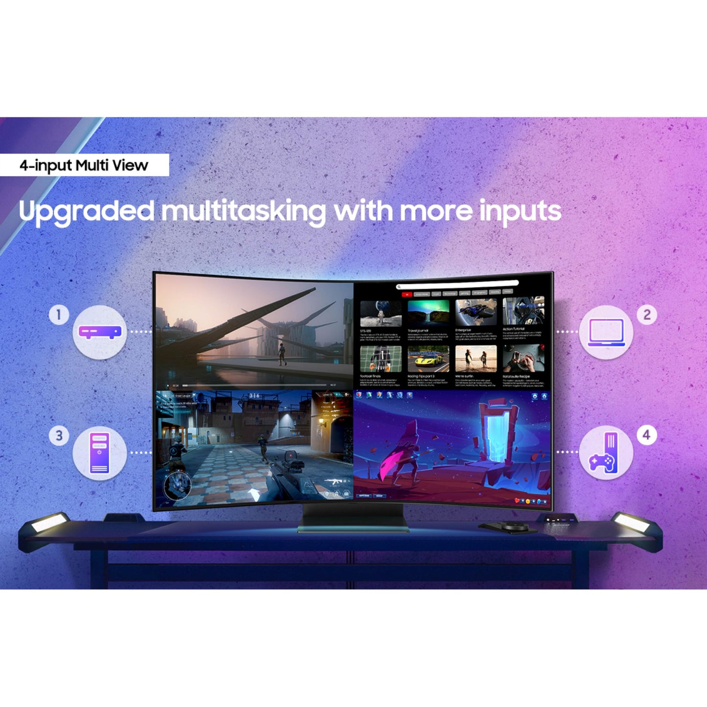 Samsung 55" Odyssey Ark 2nd Gen 4K UHD 1000R Curved Gaming Monitor, 165Hz, 1ms, 4 Input Multi View, Quantum Mini-LED, AMD FreeSync Premium Pro, HDR 10+, Height Adjustable Screen, LS55CG970NNXGO