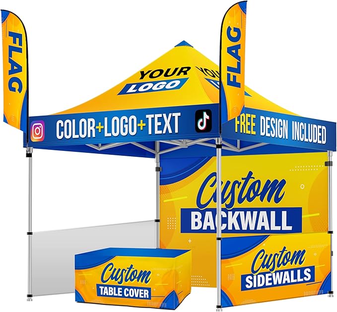 Custom Canopy with Logo by DOT4DOT for 10x10 Pop Up Tent Personalized Customizable Heavy Duty for Events