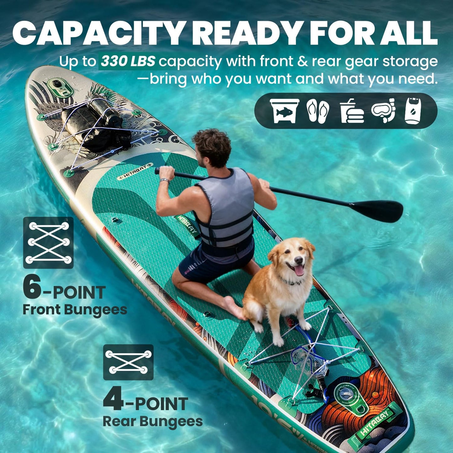 Inflatable Paddle Board for Beginners, All-Round SUP with Ukiyo-e Inspired Design, Stable and Durable Stand Up Paddle Board with Complete Accessory Kit, 10'6" SUP Board