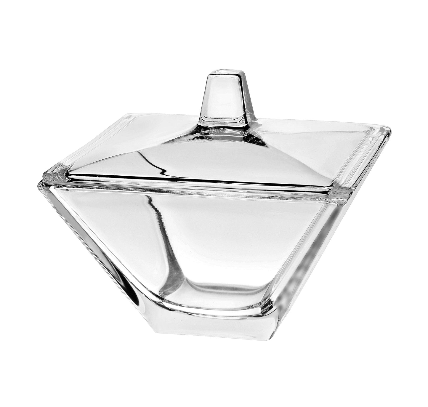 Barski - European Glass - Square - Covered - Candy - Nut - Chocolate - Jewelry - Box - 5.5" Diameter - Made in Europe