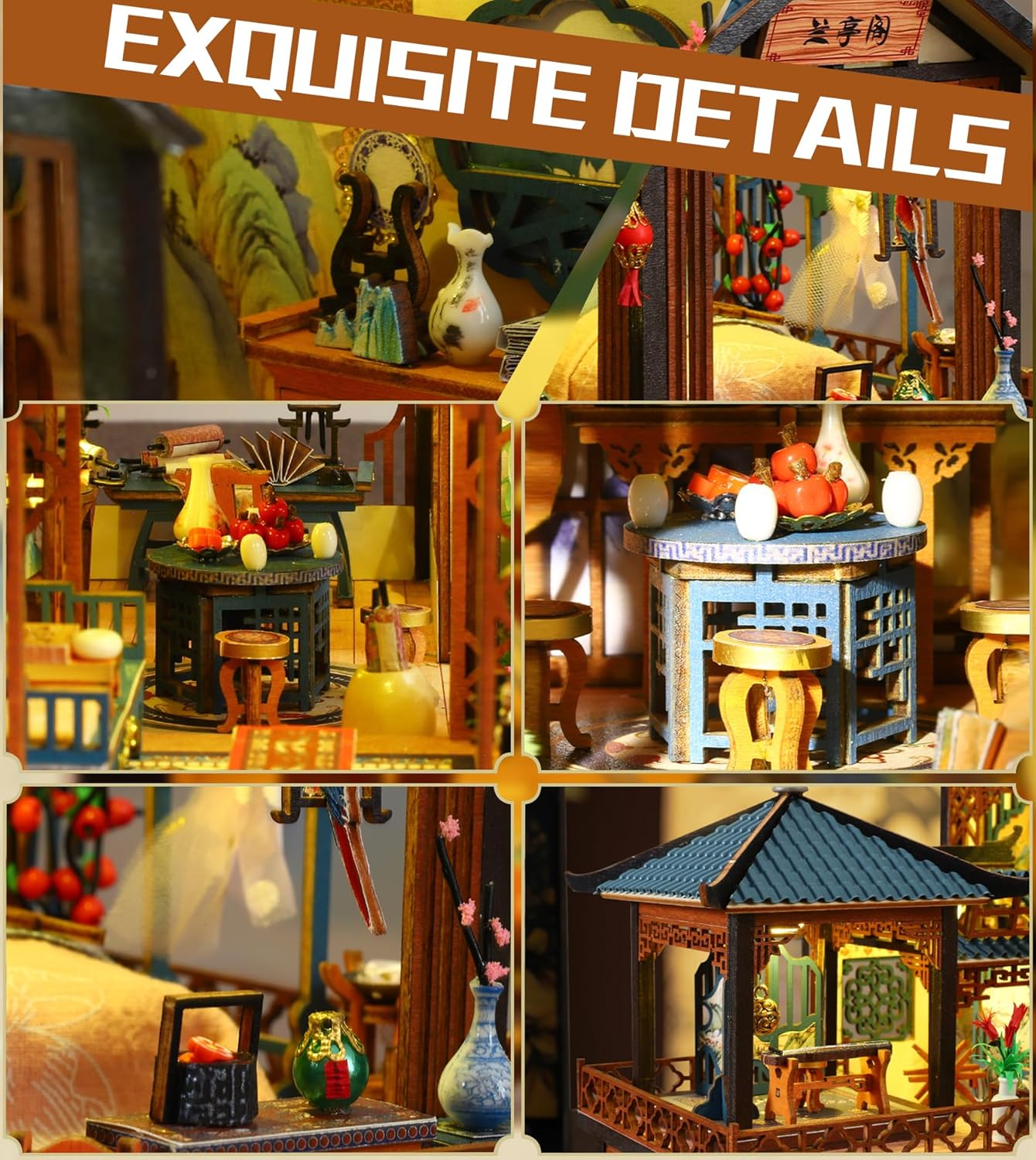 Spilay DIY Miniature Dollhouse Kit,DIY Dollhouse Kit with Wooden Furniture,Dust Proof Cover, Music Box and LED,Handmade Crafts Gifts for Birthday Christmas and Valentine's Day（P019）