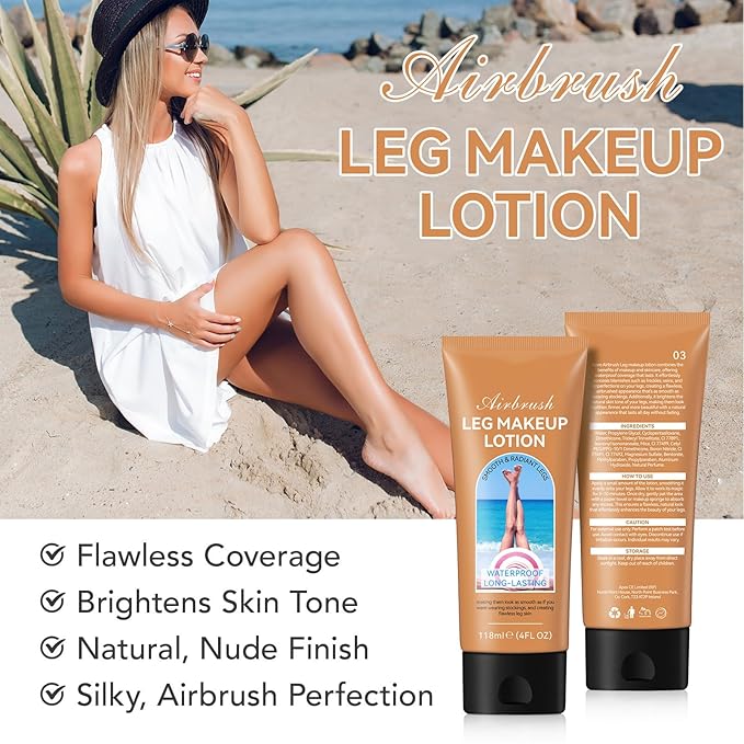 Leg Makeup Waterproof No Transfer, Tattoo Cover Up Makeup Waterproof For Body And Legs, Body MakeUp WaterProof No Transfer Coverage For Vein, Scar, Tattoo, All Skin Types, 4 Fl Oz(#01 Fairest Glow)