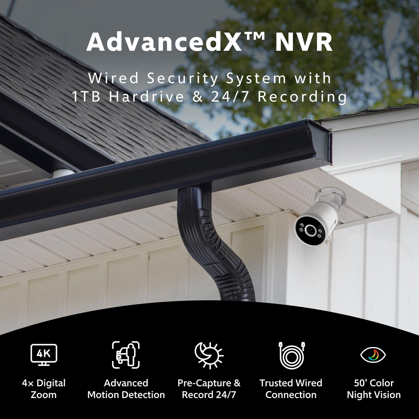 Swann AdvancedX 4K Wired NVR Security Camera System, 16 Channels, 8 Outdoor PoE Cameras, 2TB Hard Drive Storage, Color Night Vision, Video Analysis (8 Bullet Cameras 16 Channel NVR 8MP 2TB HDD)