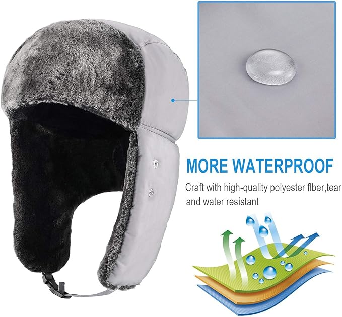 mysuntown Winter Hats for Women Men Trapper Ushanka Hat with Ear Flaps Warm Russian Bomber Hats for Cold Weather