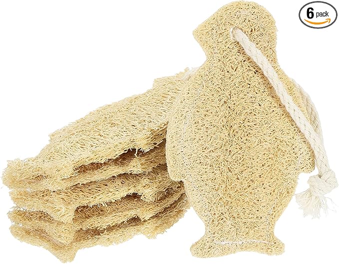 uxcell 6 Pcs Natural Loofah Kitchen Sponge, 5.3''x3.1'' Loofah Sponge for Dishes Reusable Non-Scratch Loofah Sponges for Kitchen, Bathroom & Household Cleaning, Natural