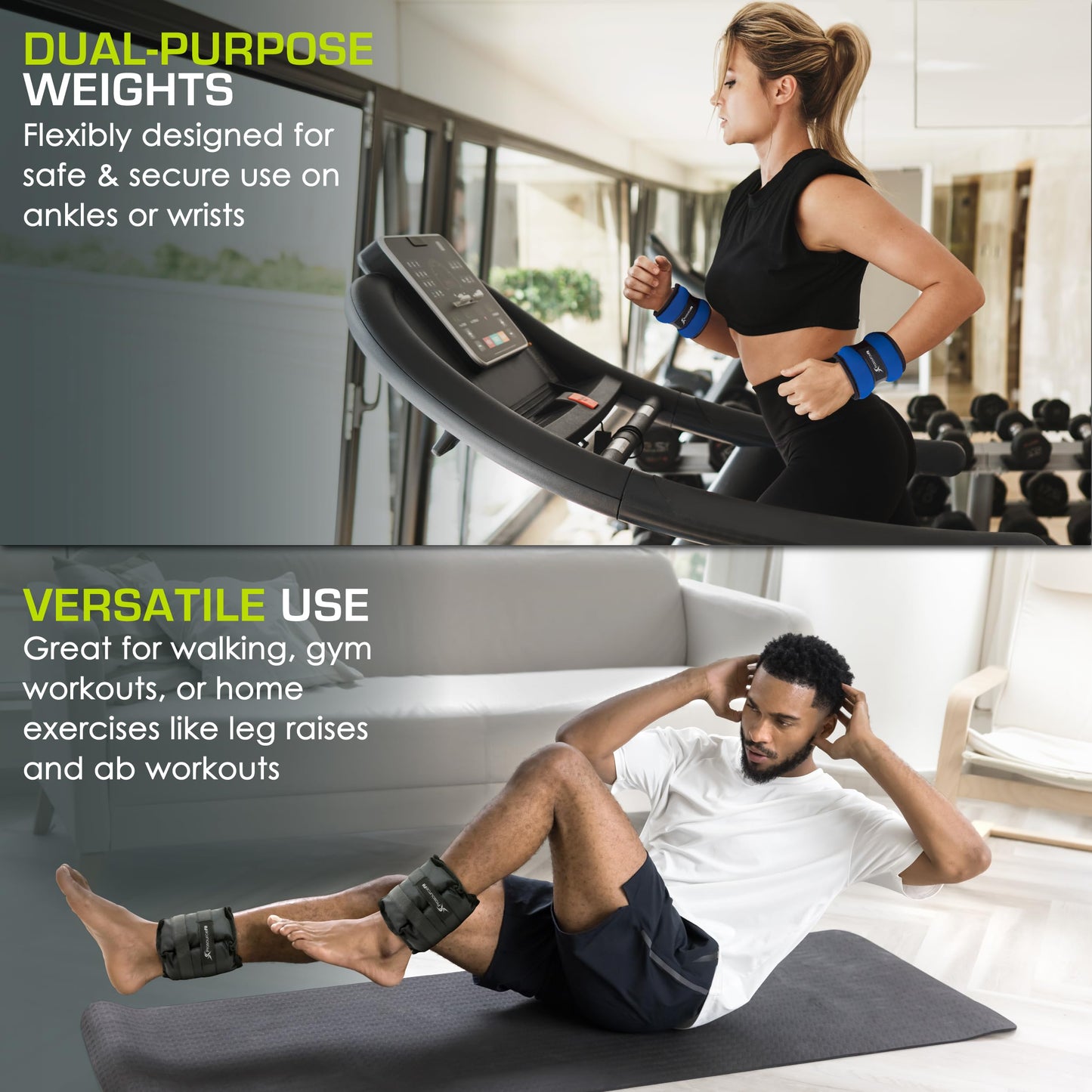 ProsourceFit Ankle / Wrist and Arm / Leg Weights Set of 2, Adjustable Strap for Men and Women, Blue 3 LB