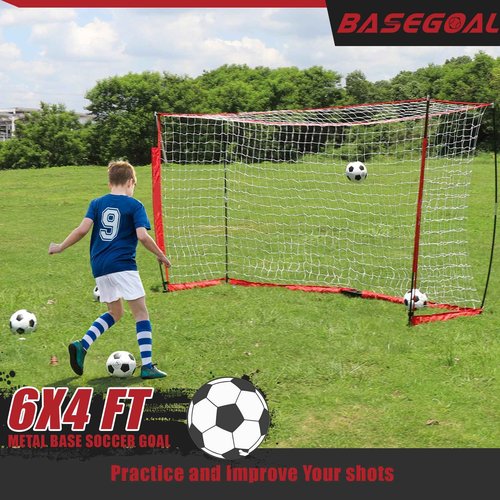 BaseGoal Soccer Goal,Soccer Net,Soccer Goals for Backyard,with Bow Frame,Collapsible Metal Base and Agility Ladder