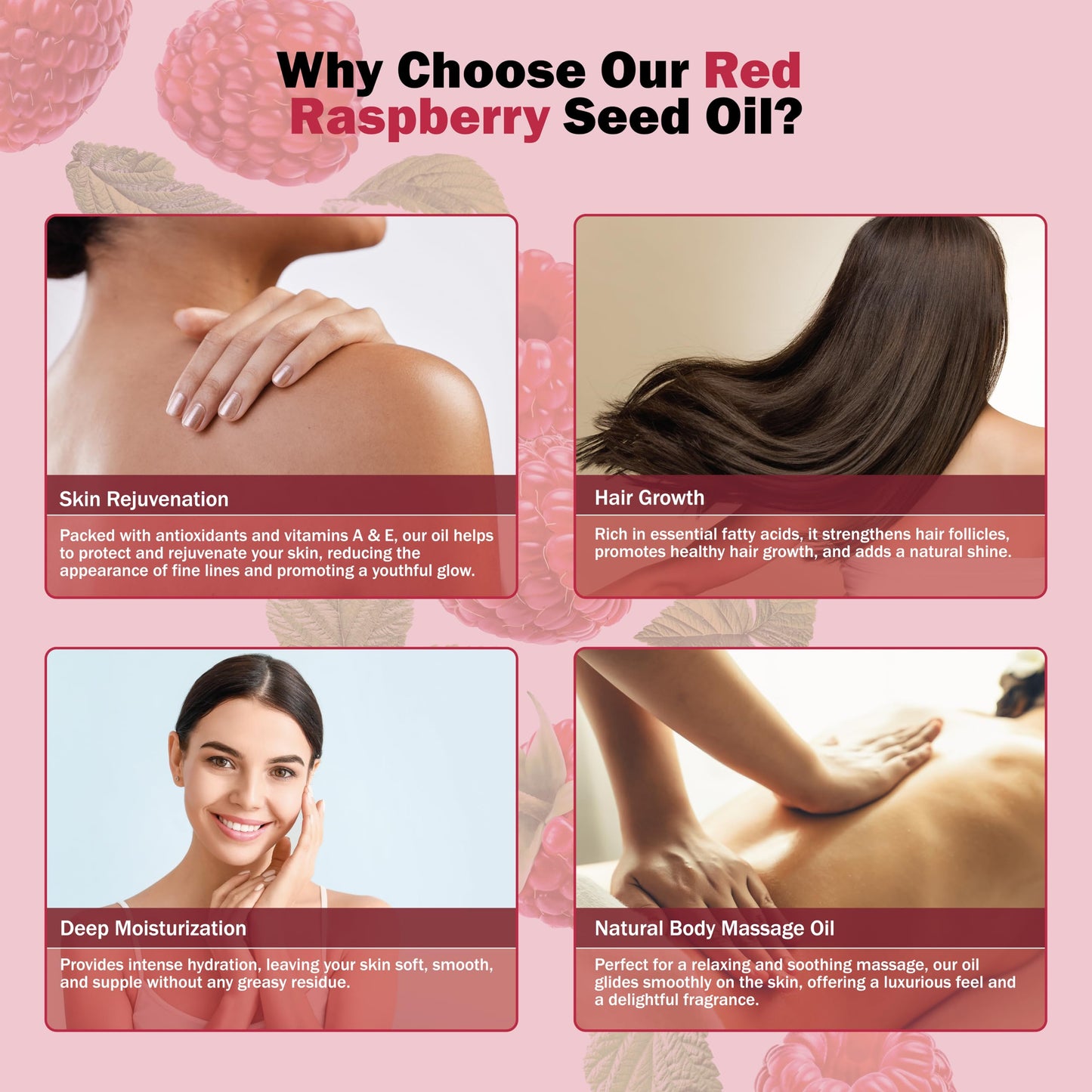 Red Raspberry Seed Oil 4 fl. oz. Cold Pressed Unrefined 100% Pure & Natural Carrier - Ideal for Skin, Face, Body, and Hair Moist