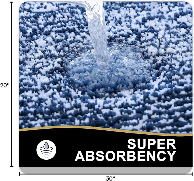 OLANLY Bathroom Rugs 30x20, Extra Soft and Absorbent Microfiber Bath Mat, Non-Slip, Machine Washable, Quick Dry Shaggy Bath Carpet, Suitable for Bathroom Floor, Tub, Shower (Medium, Navy)
